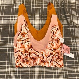 Floral and Solid Bralette Set